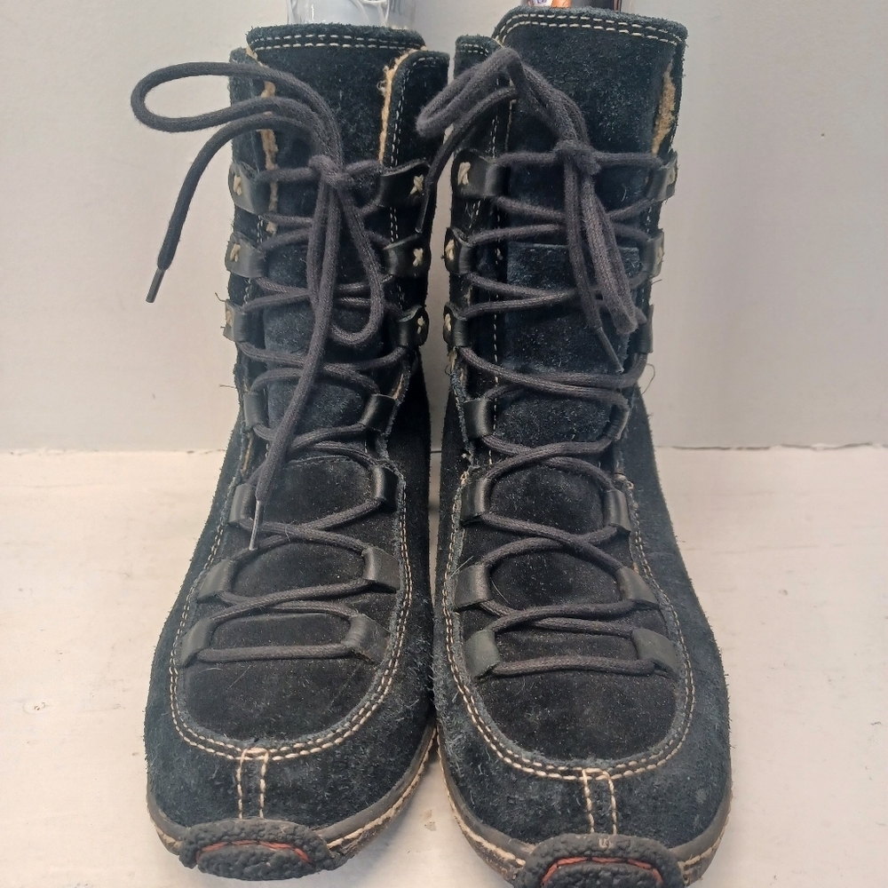 TIMBERLAND Reykir Ghillie Black Suede Winter Boots Lace-Up Size 6M - Picture 2 of 8